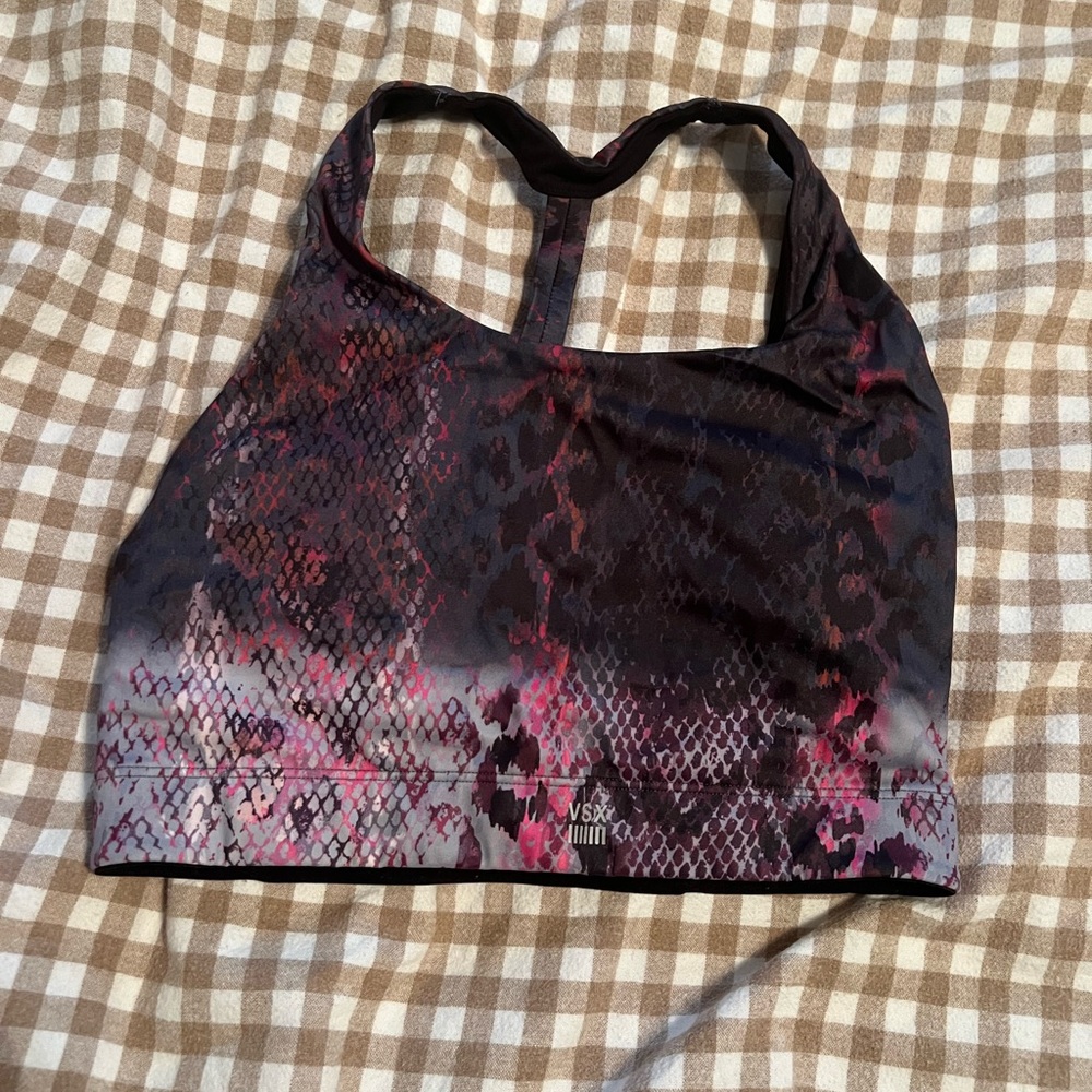 Victoria’s Secret Sport, snake print cage-back sports bra, size M